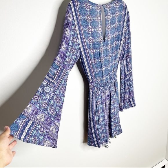 Anthropologie Some Days Lovin Purple Boho Long Sleeve Romper Dress XS - Picture 2 of 6